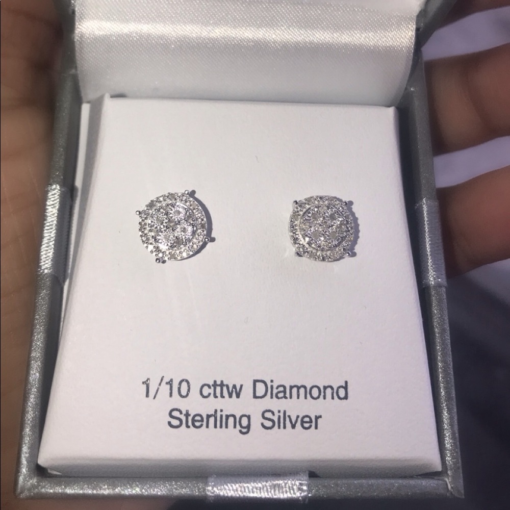 Sterling Silver 1/10cttw Diamond Earrings